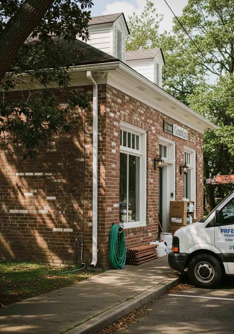 A service team member standing in front of a Gonzales property, representing professional local service.